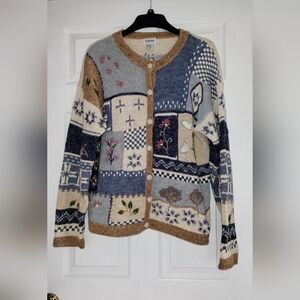 Vintage 90s Flower Bon Worth Cardigan Sweater